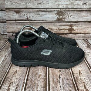 SKECHERS Ghenter Bronaugh Wide Fit Work Women's 8.5 Black No Slip Shoes EUC